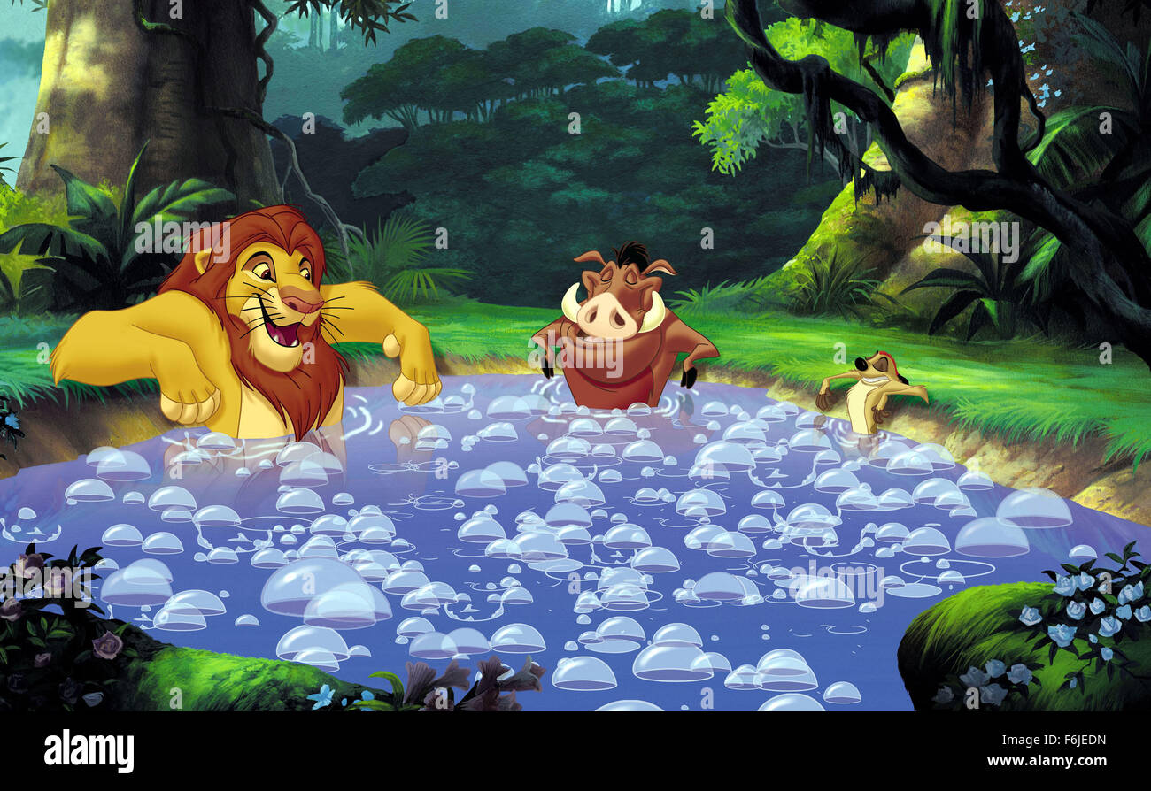 Fecha de lanzamiento: 10 de febrero de 2004. Título de la película: El Rey  León 1.5. Estudio: Walt Disney Pictures. Parcela: Timon y Pumbaa empezar a  ver la película original de El