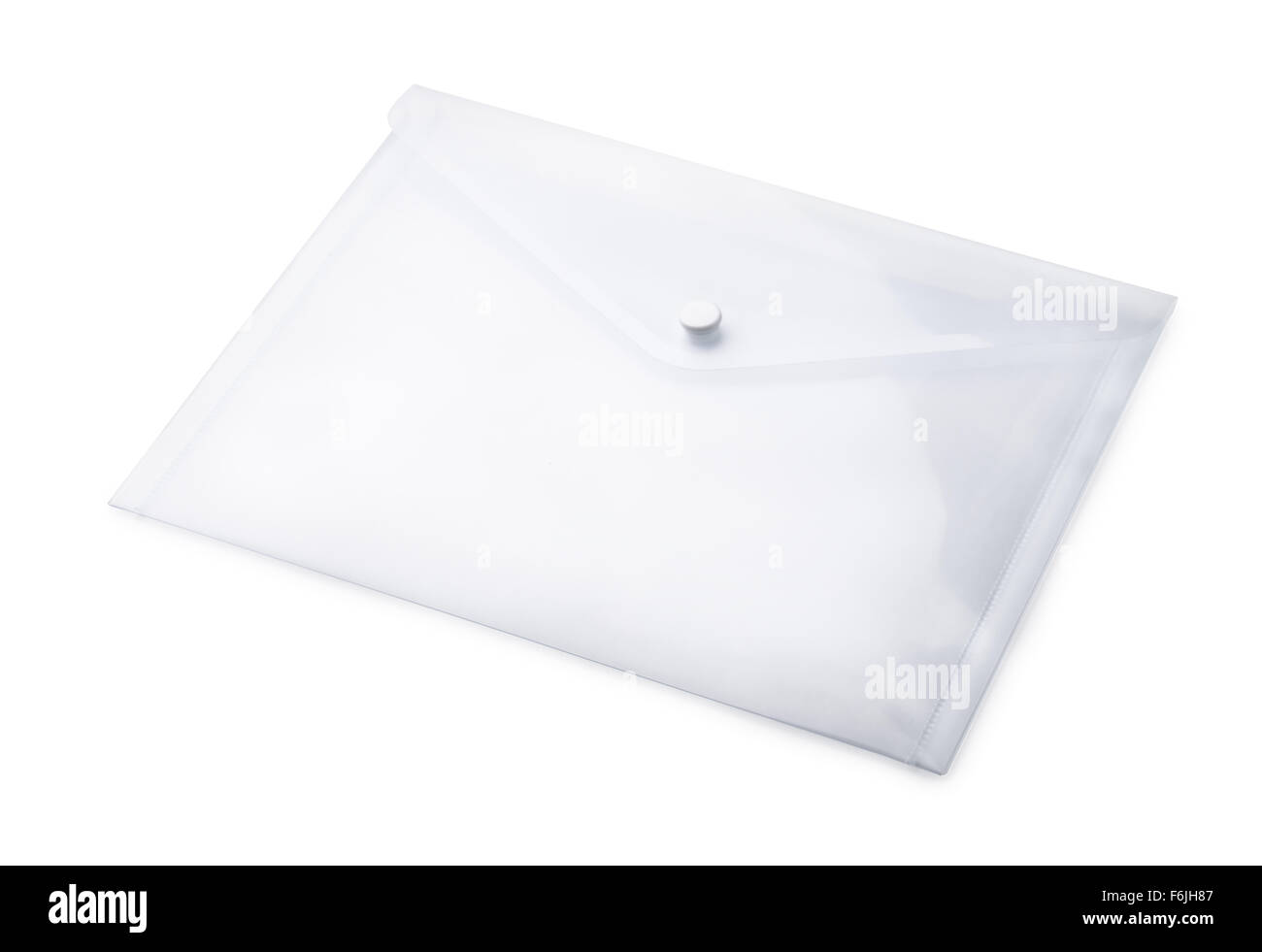 Sobres transparentes de plástico aislado en blanco Foto de stock