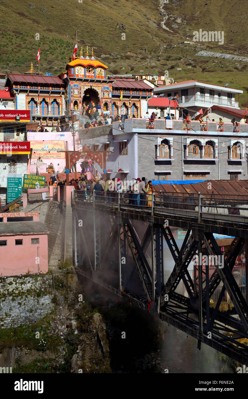Templo de Badrinath, Uttarakhand, India, Asia Foto de stock