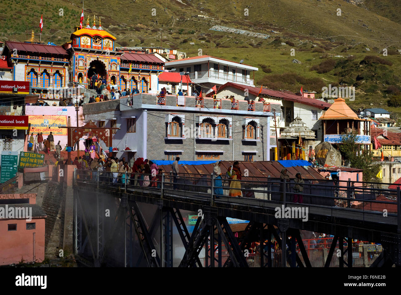 Templo de Badrinath, Uttarakhand, India, Asia Foto de stock