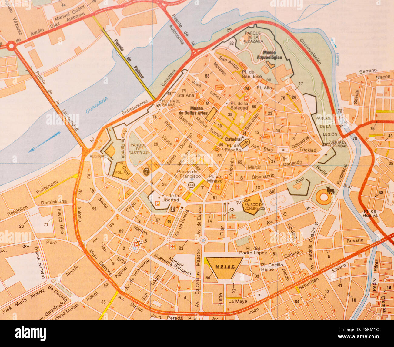 Mapa callejero de la ciudad española de Badajoz Fotografía de stock - Alamy