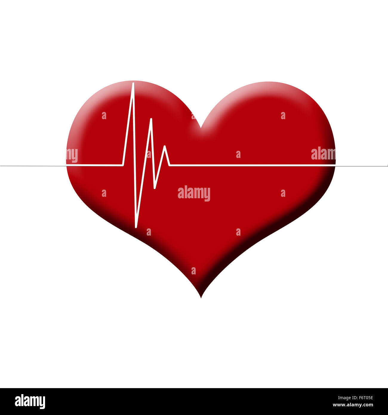 Ilustración de los latidos del corazón monitor en corazón rojo aislado en  blanco Fotografía de stock - Alamy