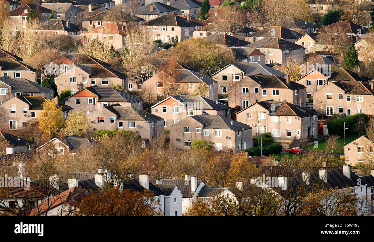 Vista general de las casas suburbanas en el Reino Unido Foto de stock