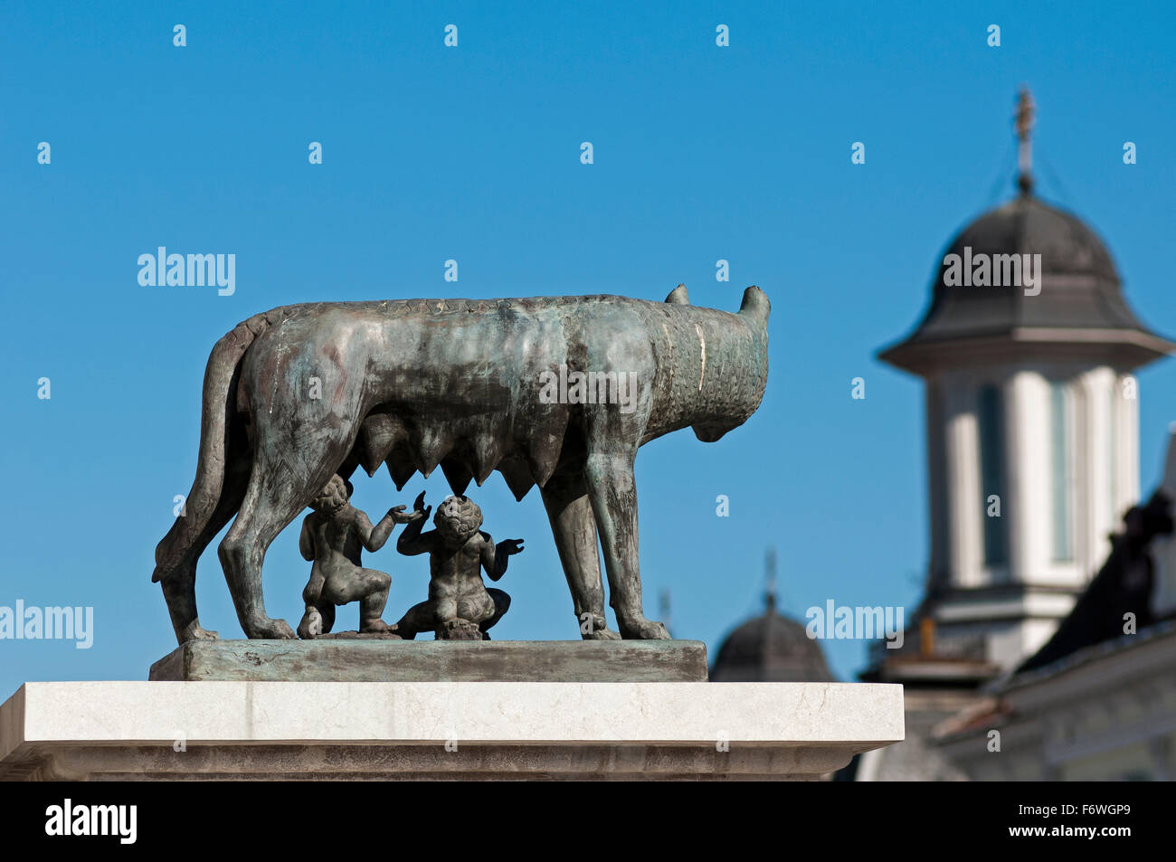 Monumento en la Piata Unirii, Cluj-Napoca, Transilvania, Rumania Foto de stock
