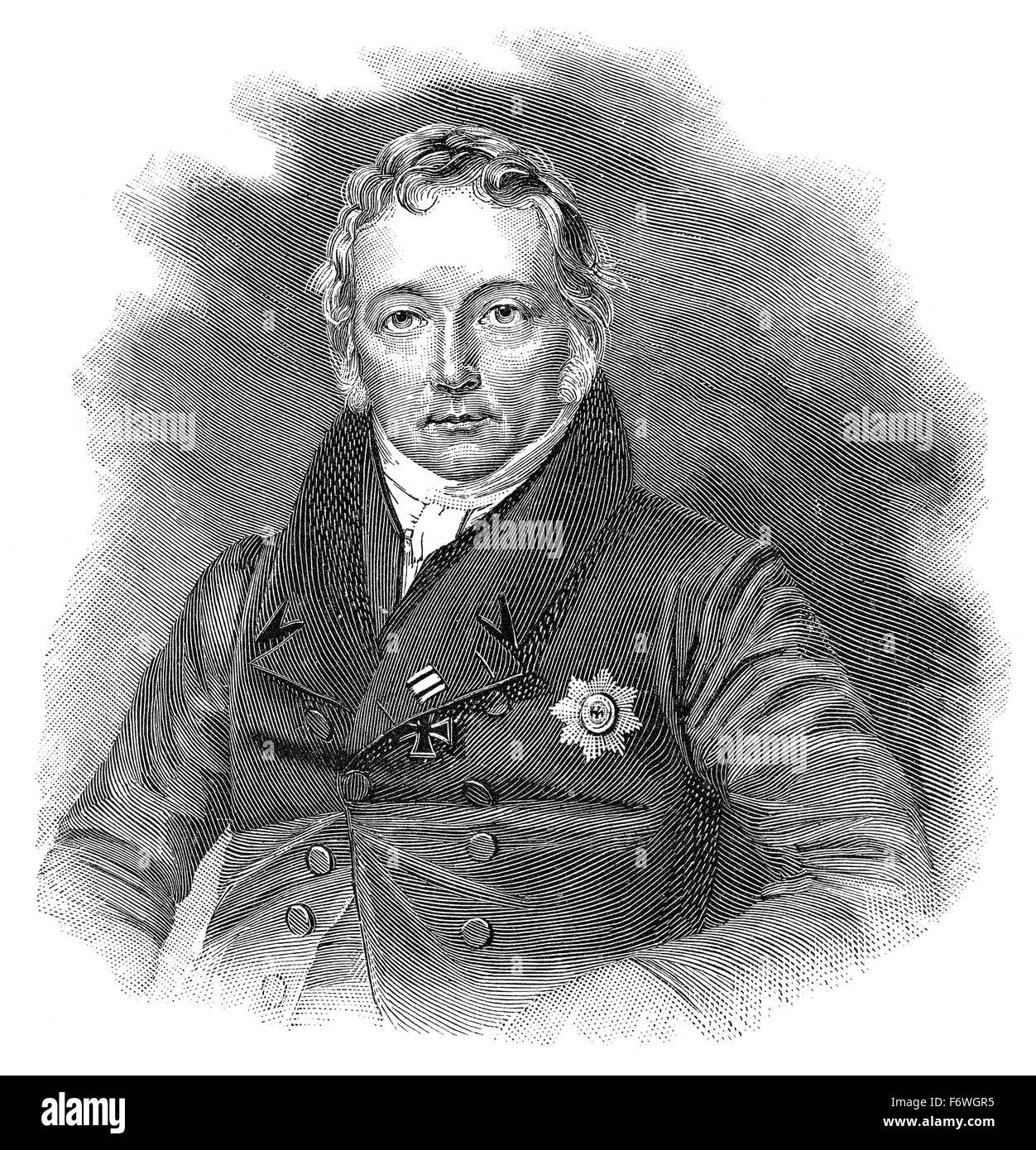 Christian Friedrich Adolf von Motz, 1775 - 1830, un estadista prusiano prusiano, el Ministro de Hacienda, Presidente de la Provin Foto de stock