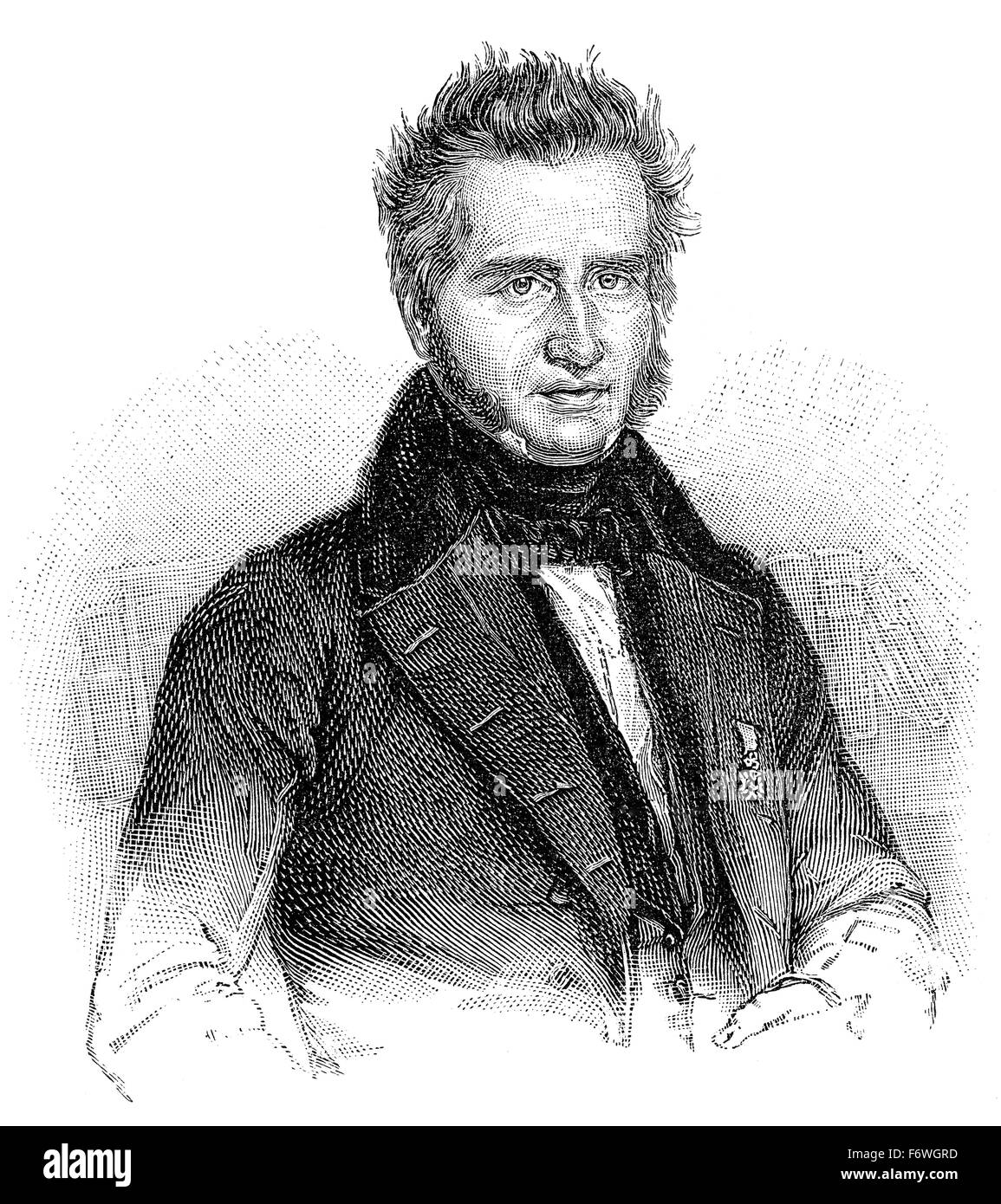 Friedrich Christoph Dahlmann, 1785 - 1860, un historiador y estadista alemán, uno de los Siete de Goettingen y coautor de los sombreretes Foto de stock