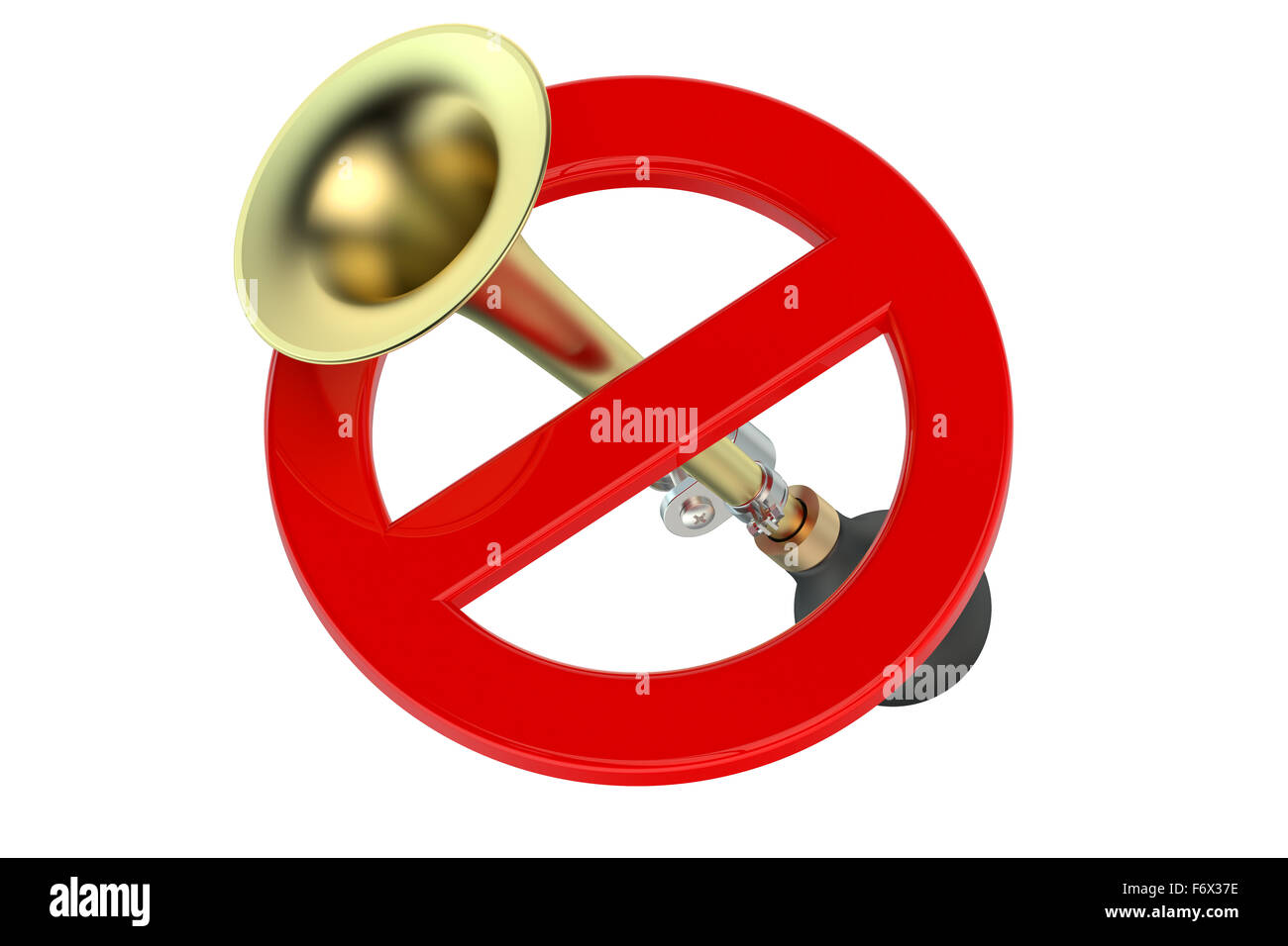 No tocar el claxon o soplando el concepto aislado sobre fondo blanco