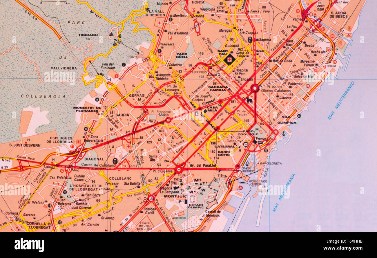 Mapa callejero de la ciudad española de Barcelona - España Fotografía de  stock - Alamy