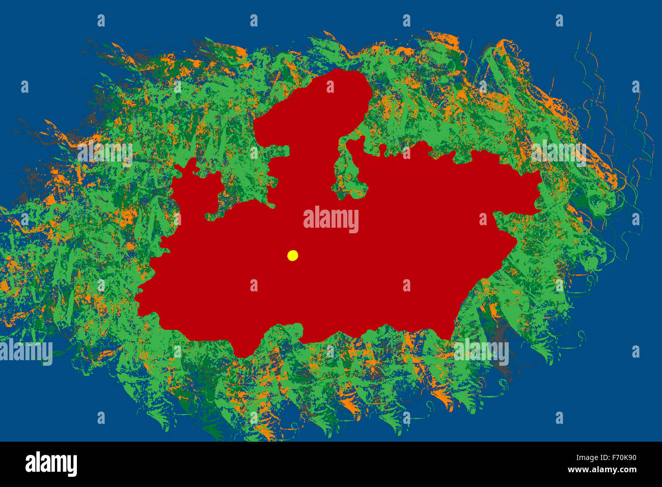 Ilustración, mapa de ubicación de Madhya Pradesh, India, Asia Foto de stock