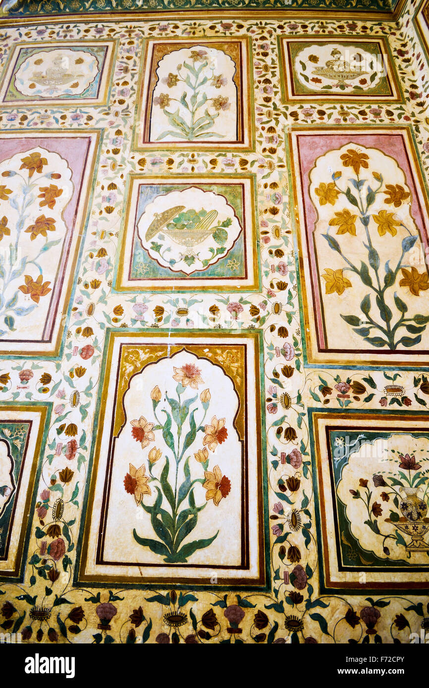 Wall ganesh pol, Fuerte Amber, Jaipur, Rajasthan, India, Asia Foto de stock