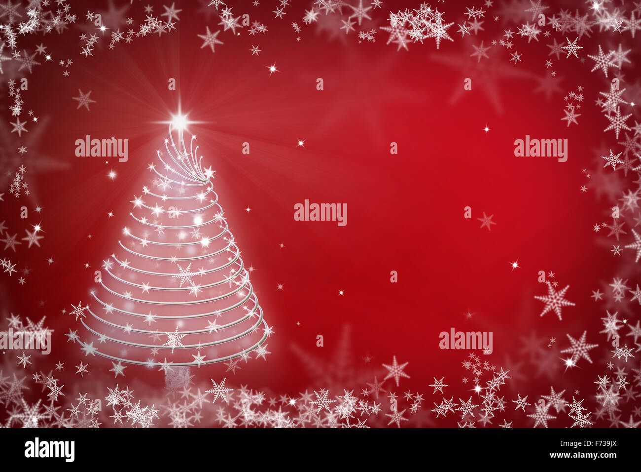 La magia del árbol de Navidad roja ilustración de fondo Foto de stock