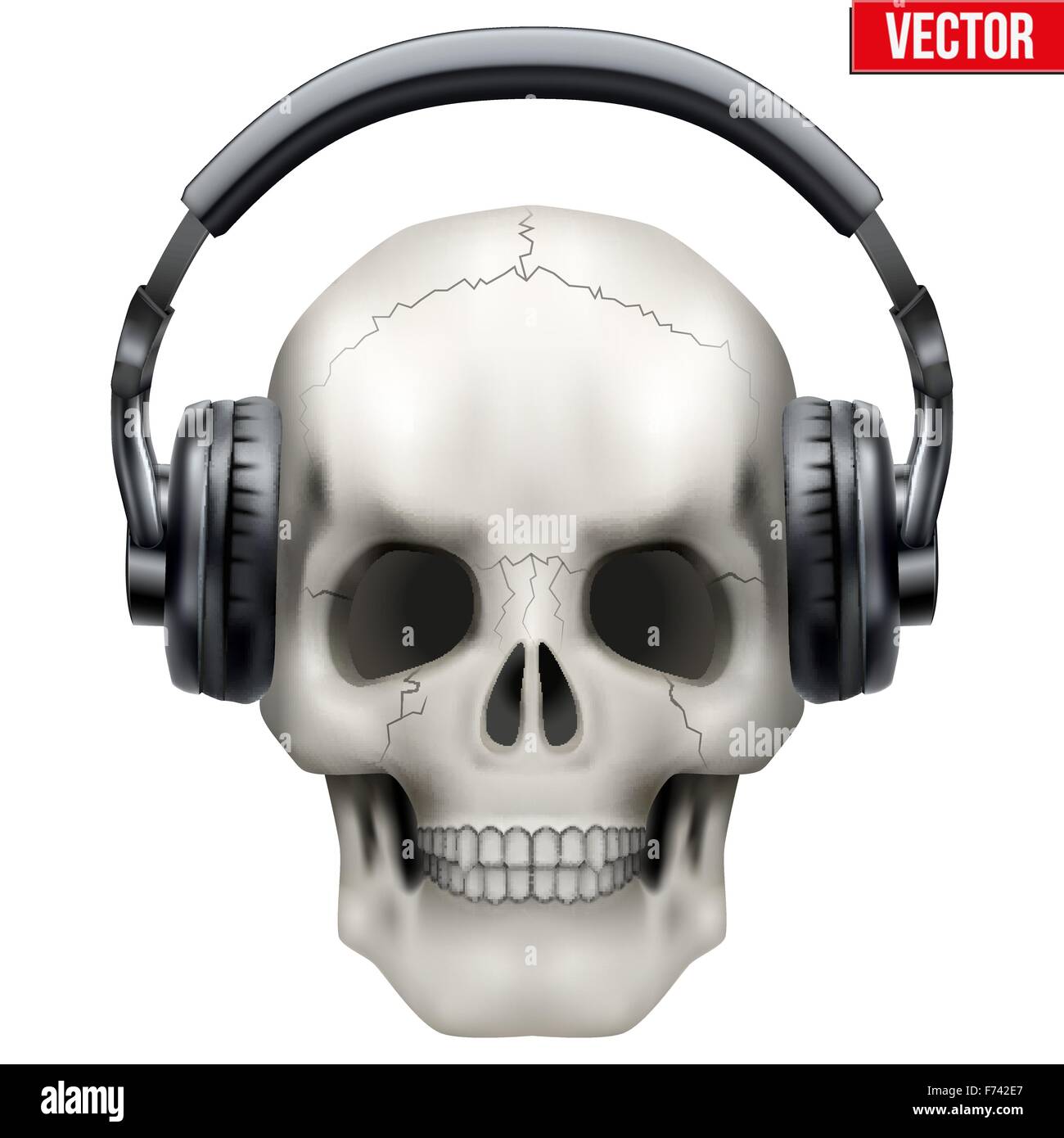 Human skull music headphones illustration Imágenes vectoriales de stock -  Alamy