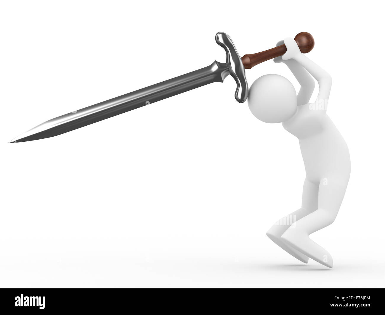 Caballero con espada sobre fondo blanco. Aislados imagen 3D Foto de stock