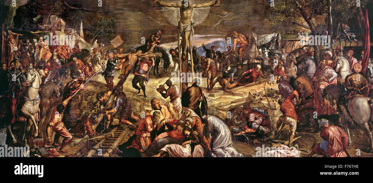 Jacopo Tintoretto - La Crucifixión Foto de stock