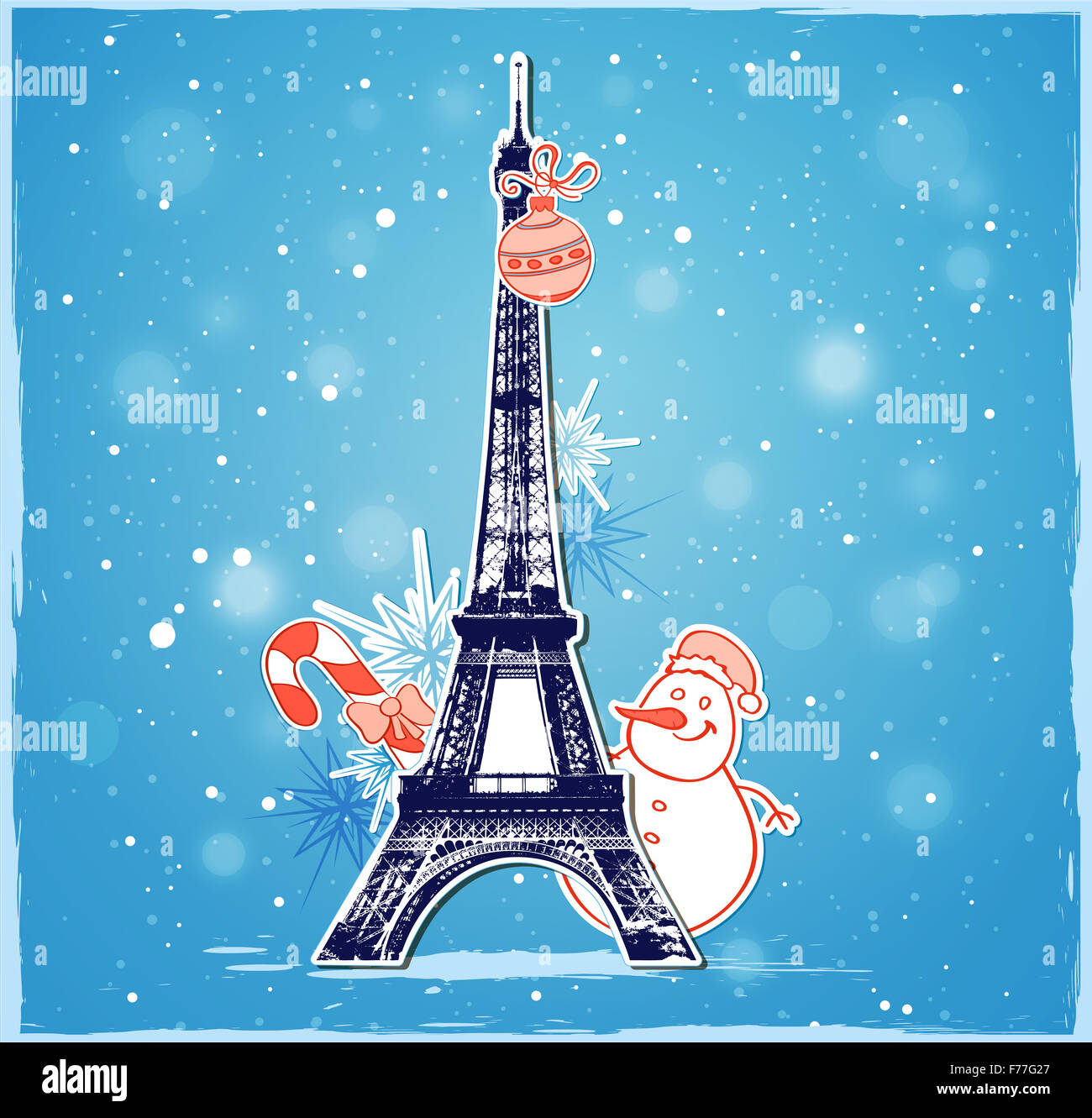 Fondo de Navidad con la Torre Eiffel y decoraciones Fotografía de stock -  Alamy