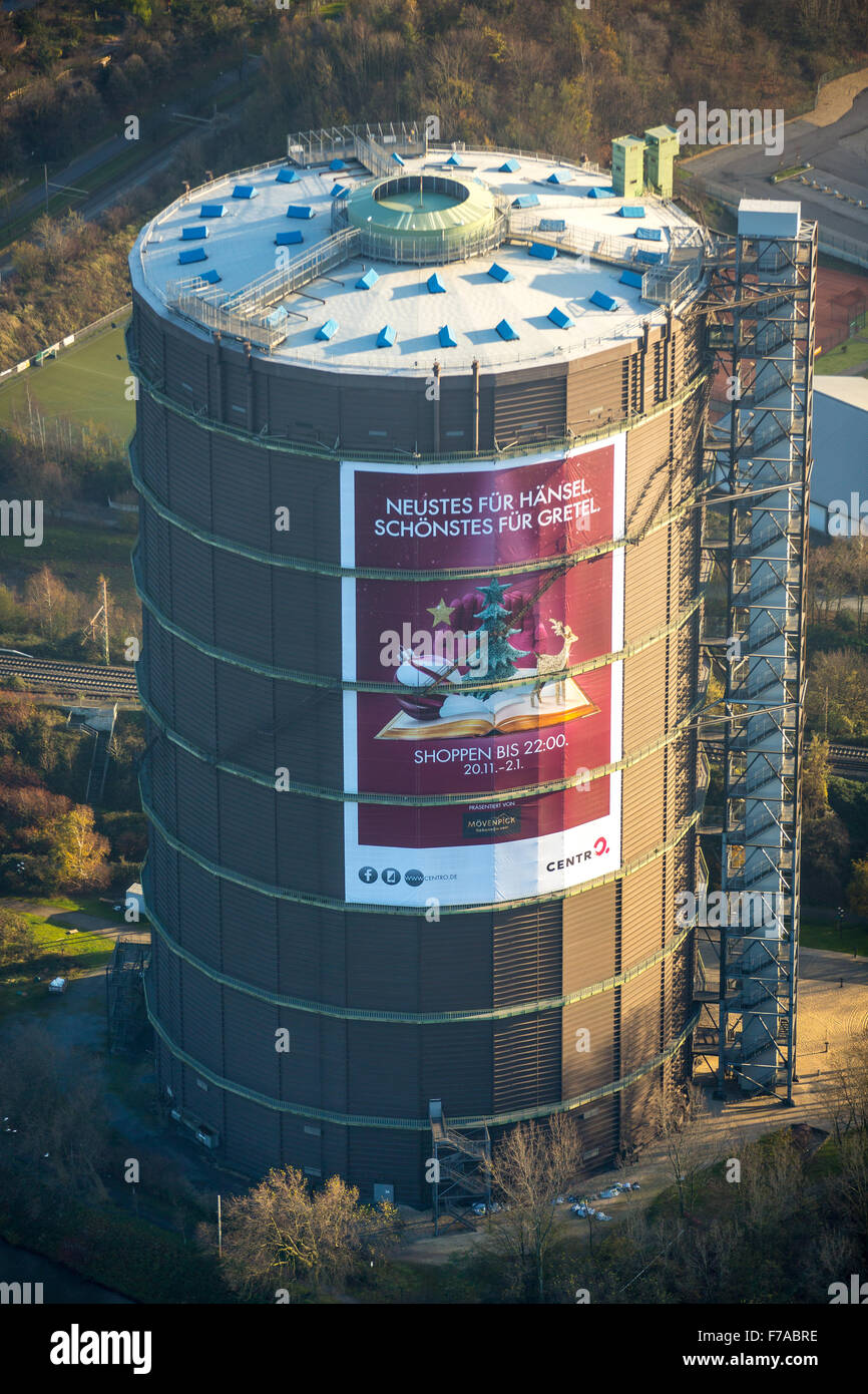 Gasómetro Oberhausen, Oberhausen, Ruhr, Renania del Norte-Westfalia, Alemania, Europa, vista aérea, Foto de stock