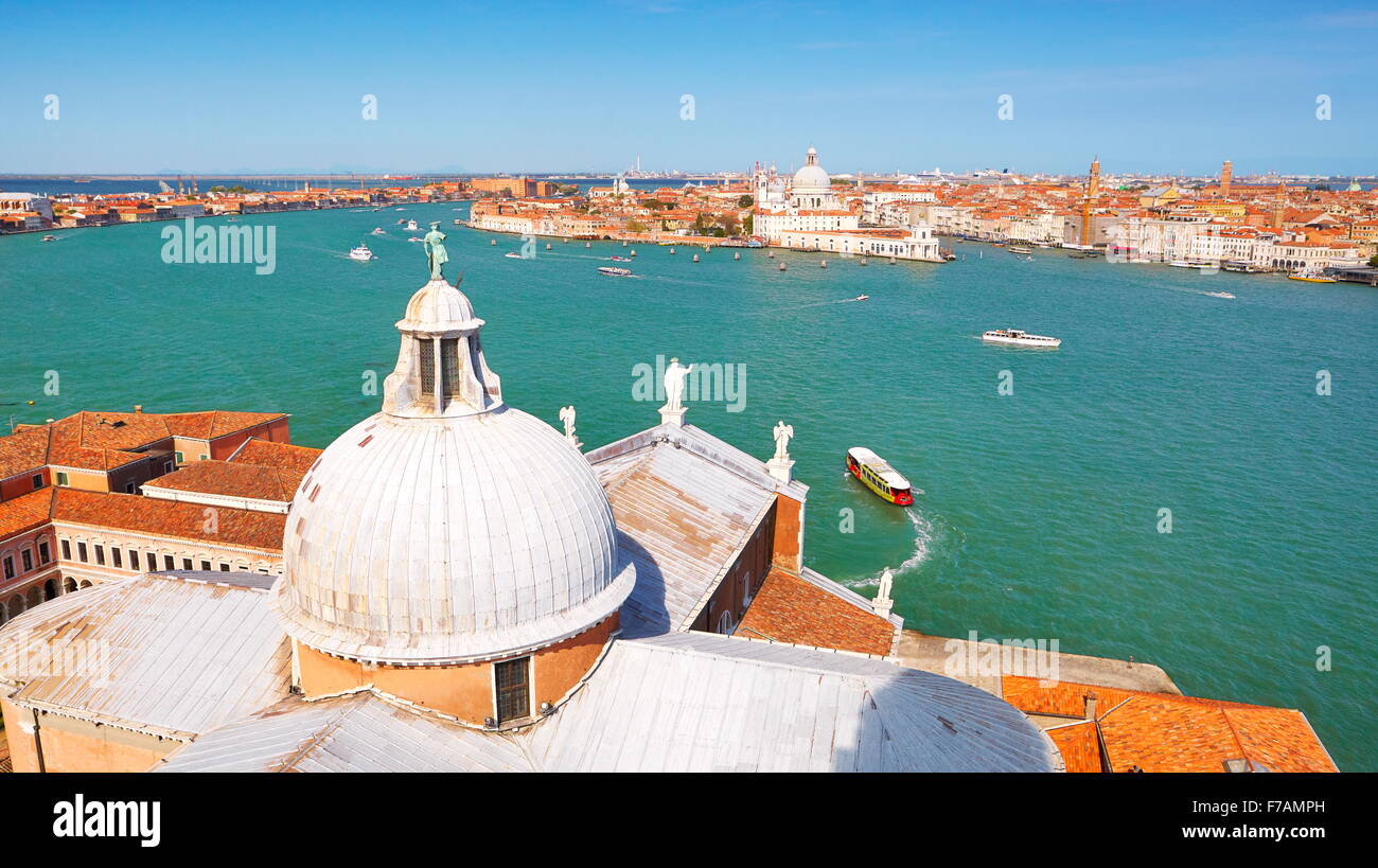 Vista aérea de Venecia desde el Campanario de San Giorgio Maggiore, Venecia, Italia, la UNESCO Foto de stock