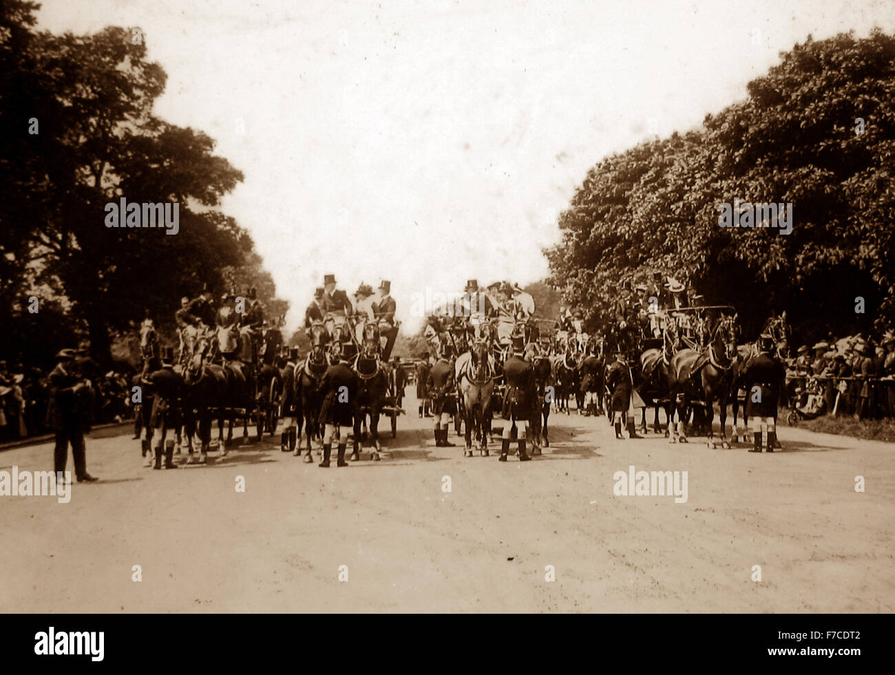 Una reunión del Club de Coaching, Hyde Park, Londres - período Victoriano Foto de stock