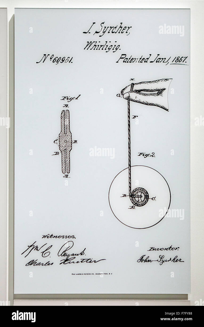 J Syrcher Carrusel (yoyó) Diagrama de patentes, circa 1847 Foto de stock