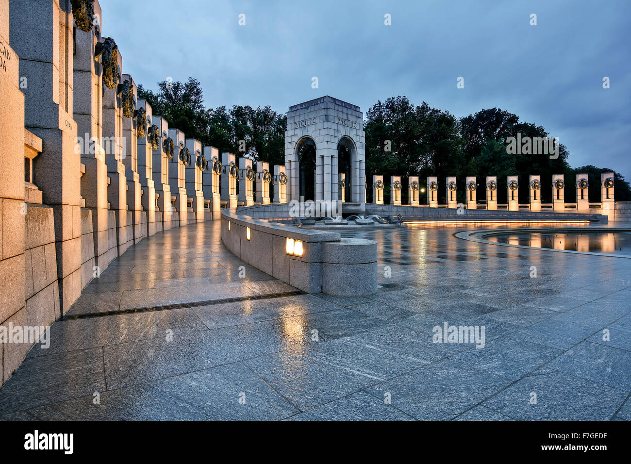 El Memorial de la Segunda Guerra Mundial, Washington, Distrito de Columbia, EE.UU. Foto de stock