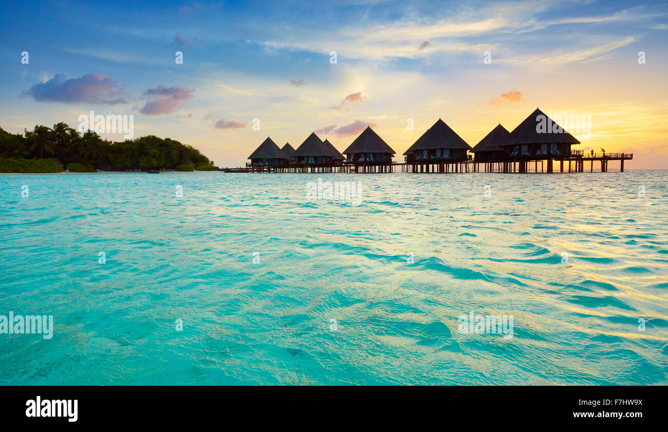 Atardecer en Islas Maldivas Foto de stock