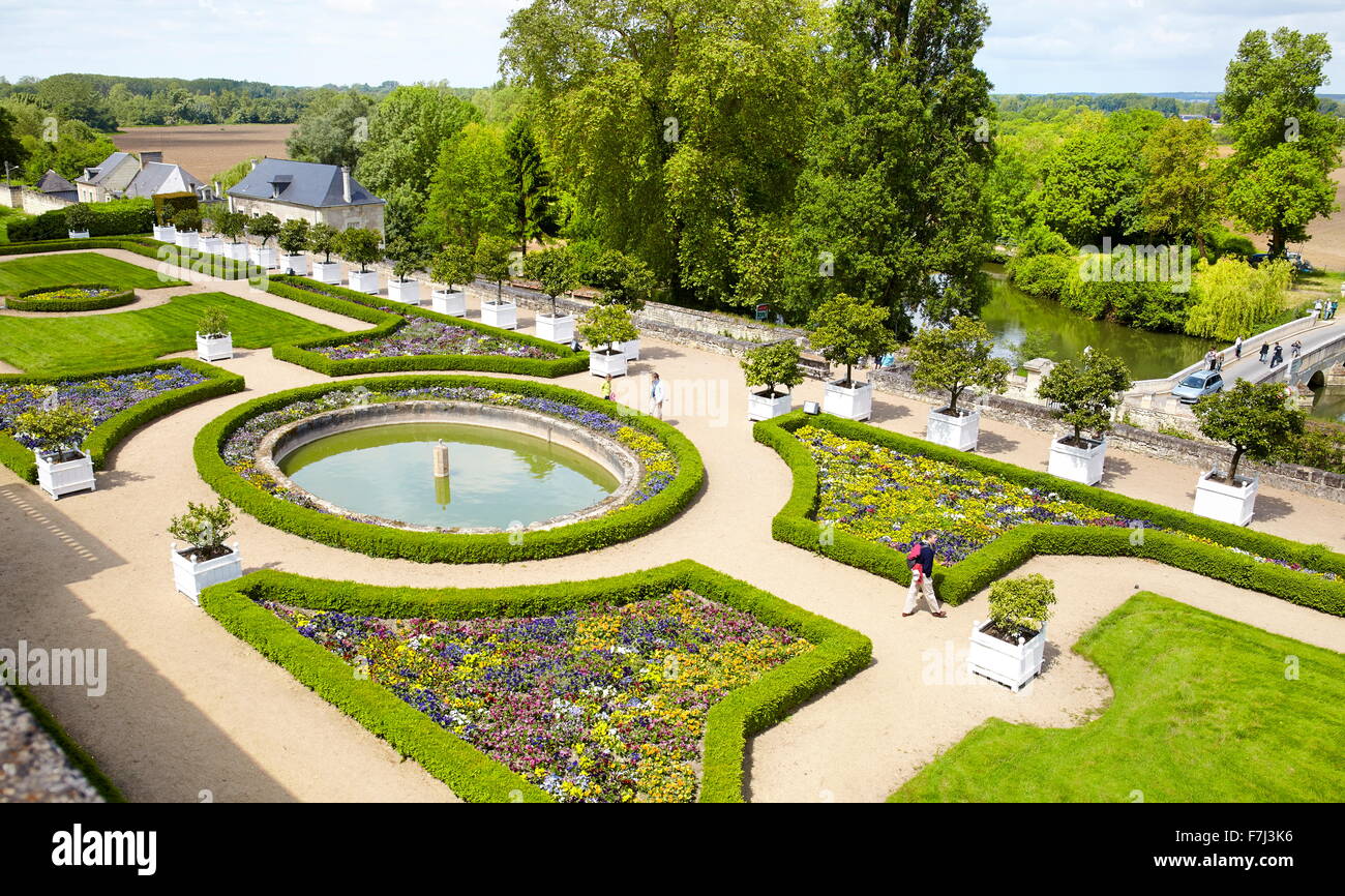 Castle Garden, Usse Usse, Valle del Loira, Francia Foto de stock