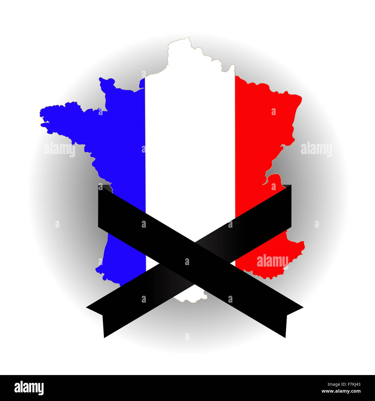 Mapa de Francia y cinta negra Foto de stock