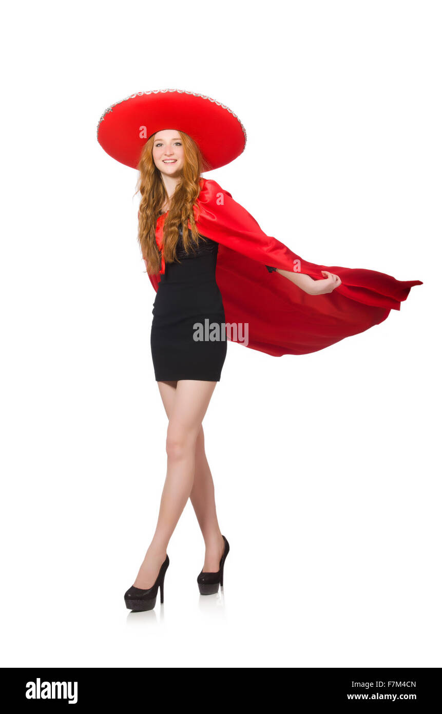 La mujer mexicana en el vestido rojo sobre blanco Fotografía de stock -  Alamy