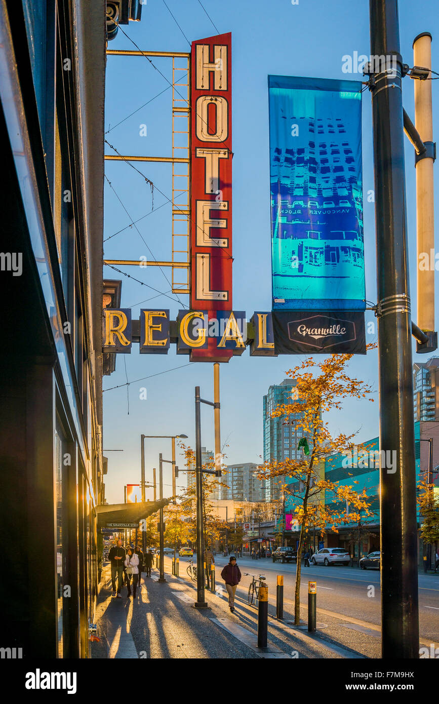 Regal Hotel, Granville Street, Vancouver, British Columbia, Canadá Foto de stock