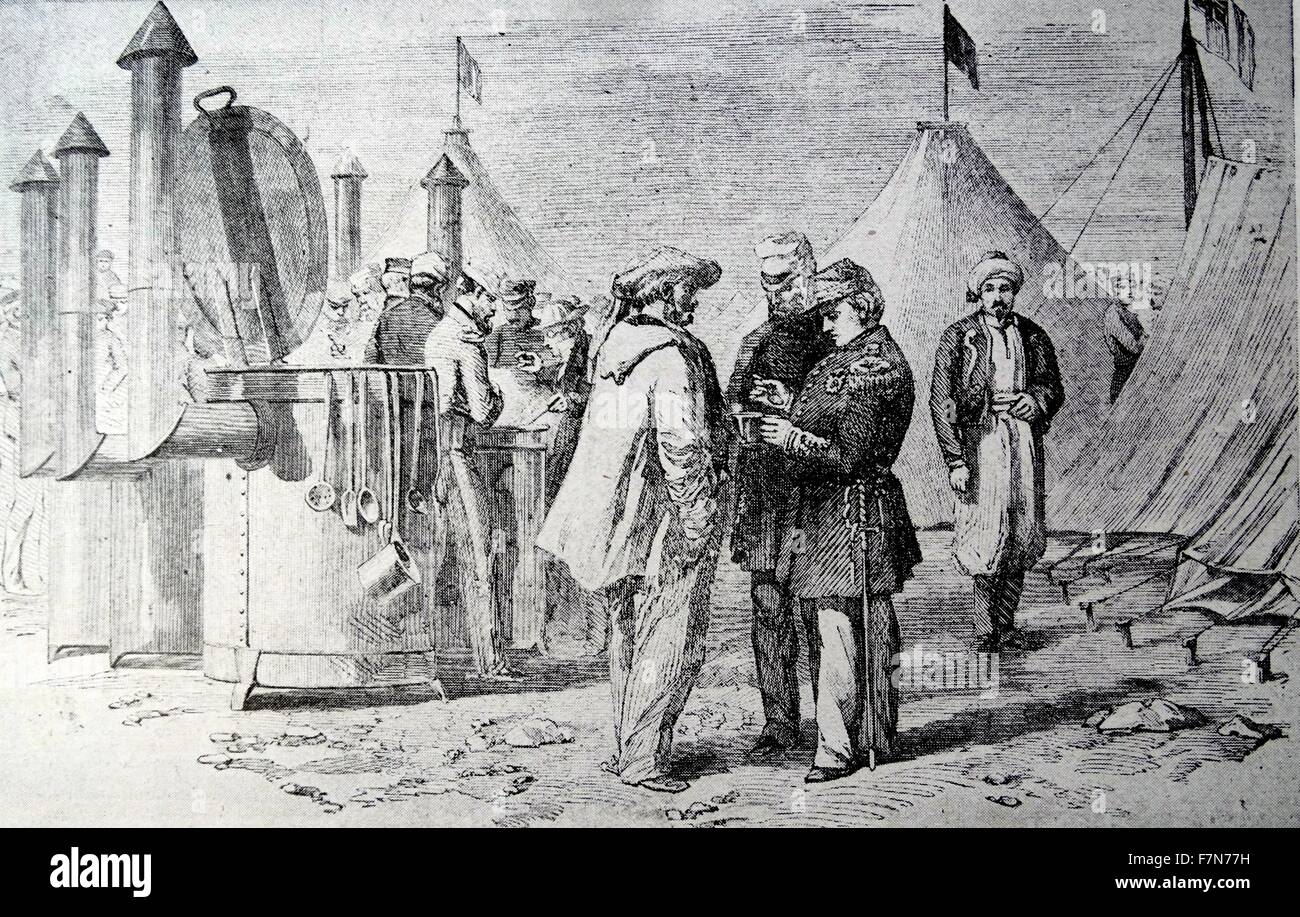 Campamento francés en la península de Crimea durante la Guerra de Crimea de 1854 Foto de stock