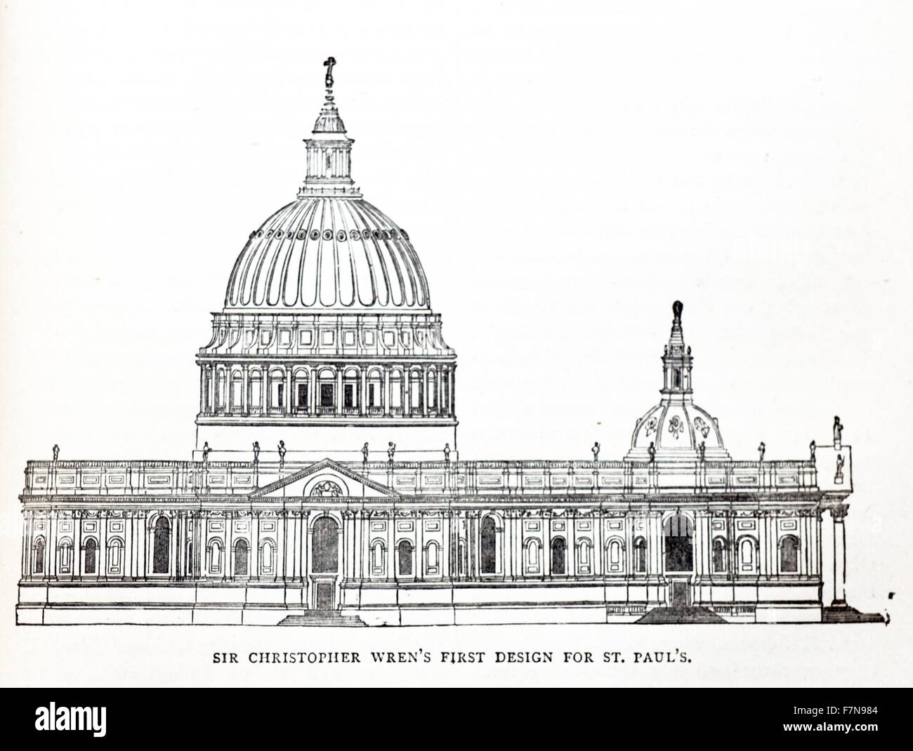 Diseño original de la Catedral de San Pablo por Sir Christopher Wren (1632-1723), arquitecto británico. Fecha Siglo xvii Foto de stock