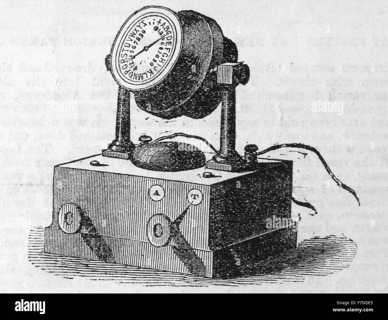 llamar Arrestar auxiliar Telégrafo receptor. El Telegraph, consta de dos partes diferenciadas: el  transmisor, o communicator, para enviar; y el receptor, o marcar, whereon  se lee el mensaje. 1837 Fotografía de stock - Alamy
