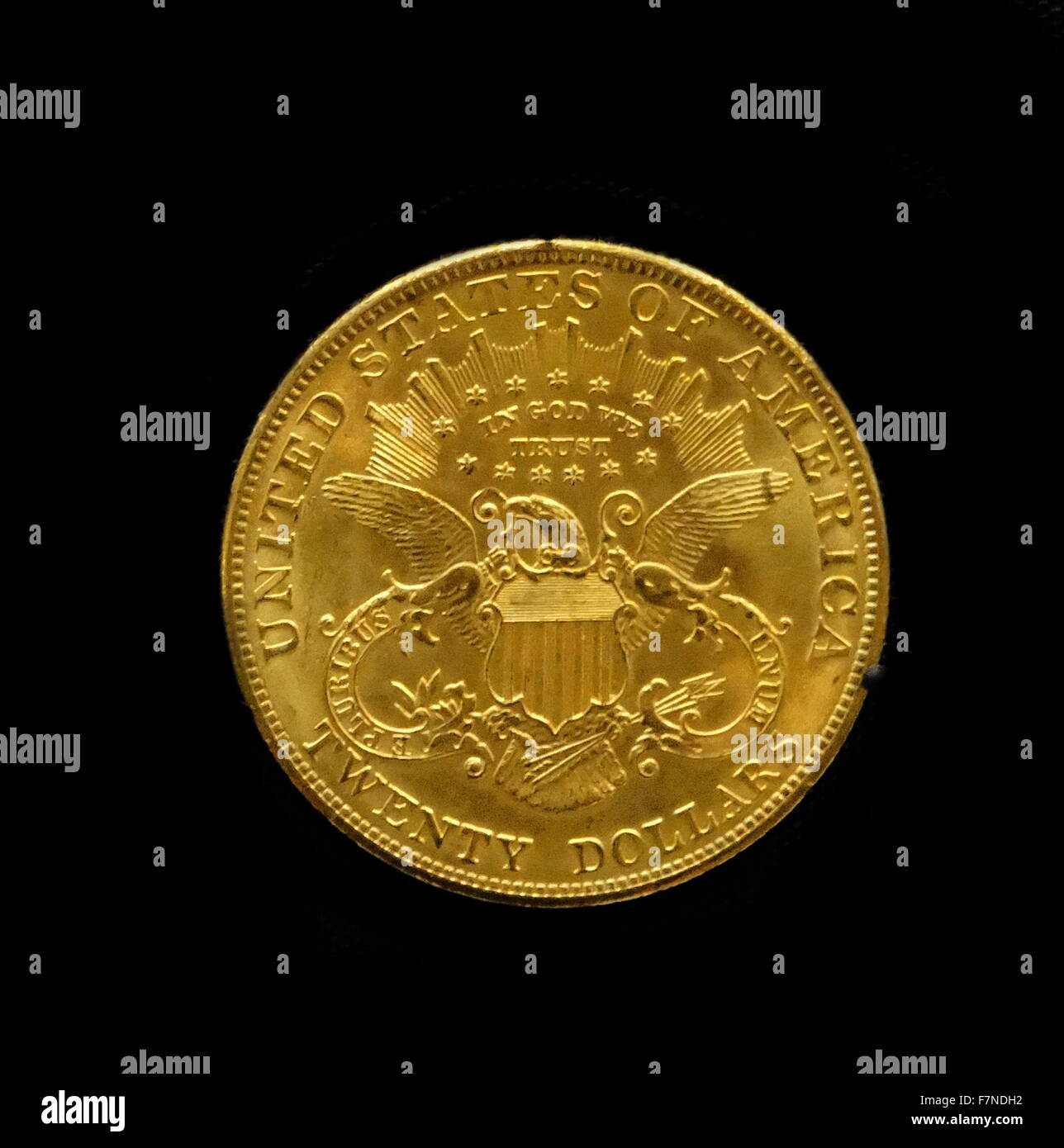 Moneda dólar de oro, 20, Estados Unidos, 1904 Foto de stock