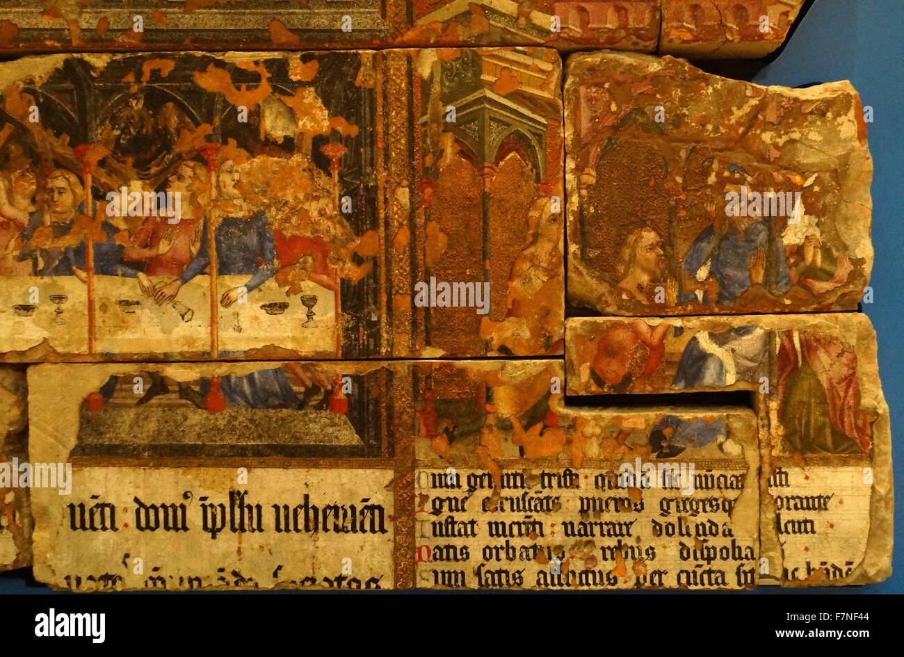 La pintura de la pared de St Stephen's Chapelat el palacio de Westminster, Londres, mostrando escenas del Antiguo Testamento Foto de stock