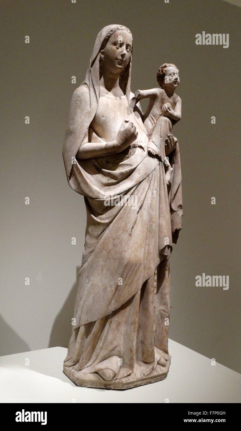 Alabastro tallada estatua de la Madre de Dios por Anónimo. Fecha del siglo XIV. Foto de stock