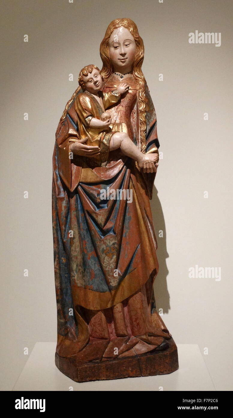 Estatuilla de madera de la Madre de Dios. Por Gil de Siloé, escultor de Flandes. Fecha del siglo XV. Foto de stock