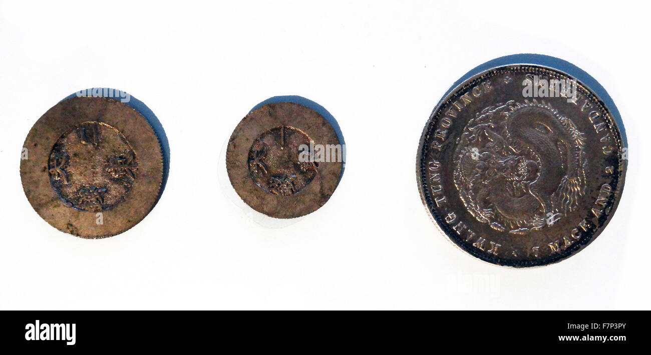 Siglo xix coinages plata desde Asia Oriental. Foto de stock