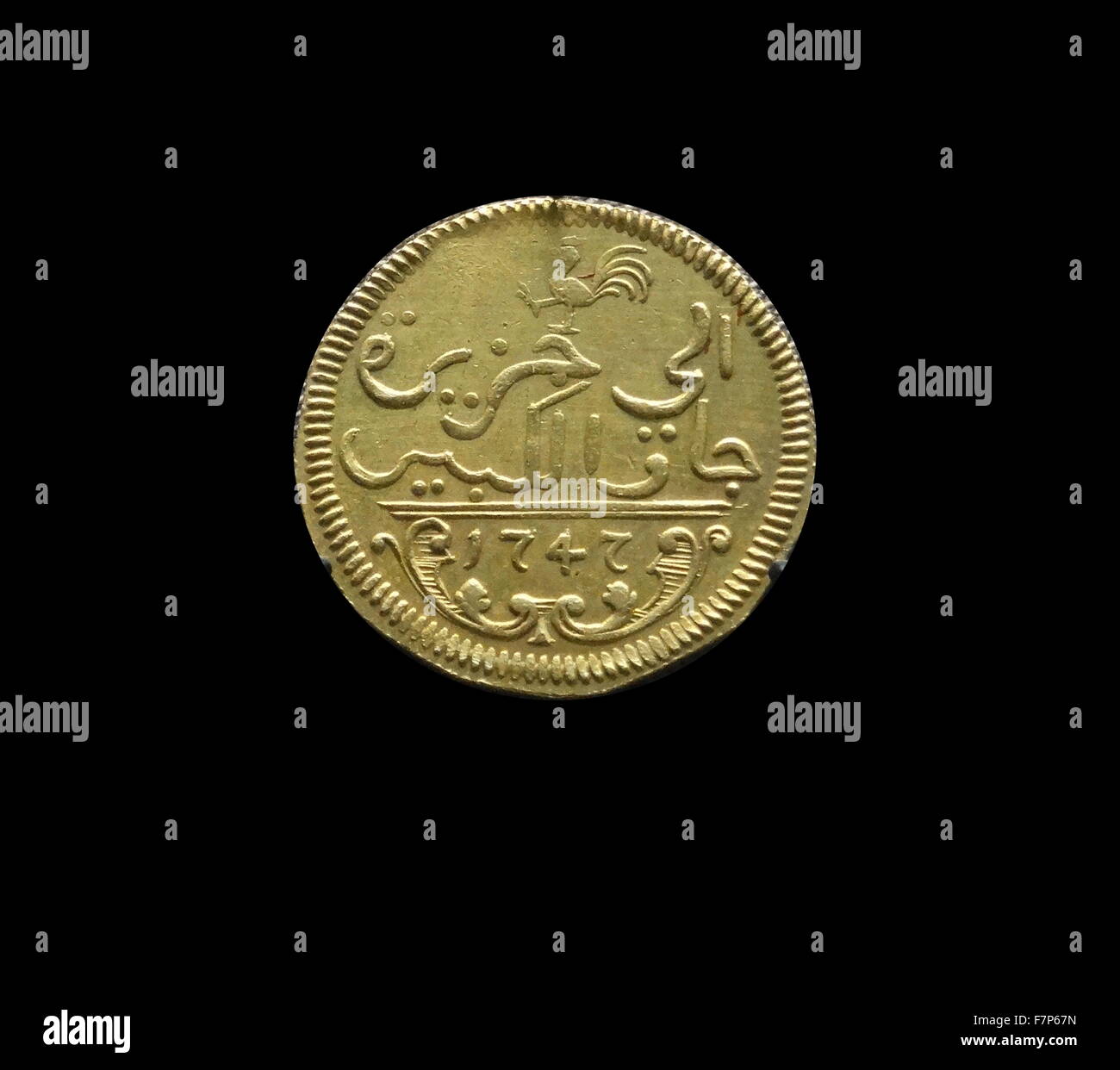 Dutch East India Company coin. Moneda rupia oro emitidos para su uso en Java. Fecha del siglo XVIII Foto de stock