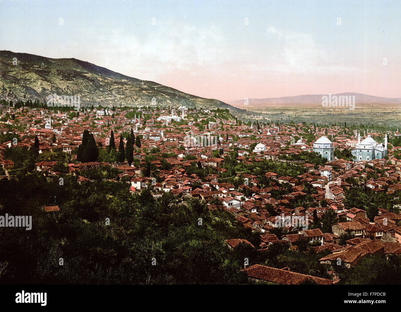 Vista de la ciudad, Bursa, Turquía, entre ca.1890 y ca. 1900 Foto de stock