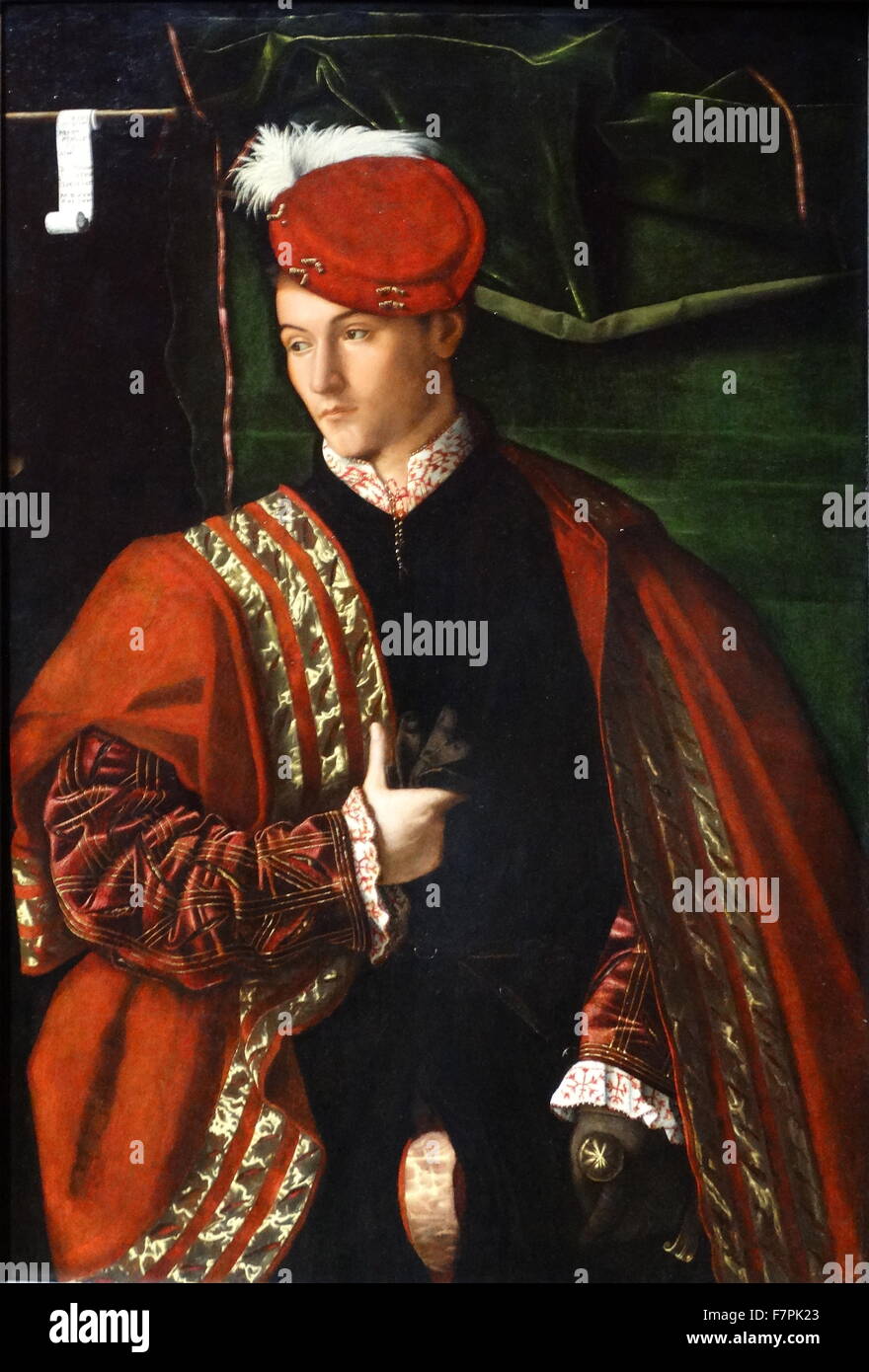 Retrato de Lodovico Martinengo por Bartolomeo Veneto (activo 1502-1546), pintor italiano. Fecha del siglo XV. Foto de stock