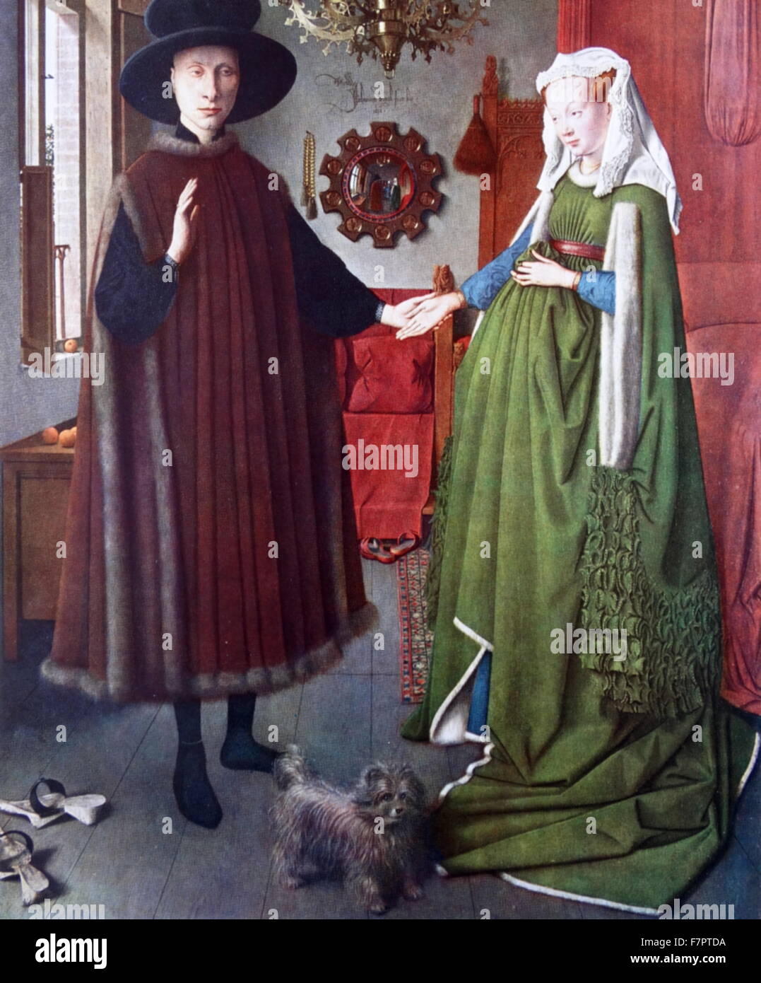 El retrato Arnolfini;óleo sobre panel de roble de fecha 1434;por la  temprana Netherlandish pintor Jan van Eyck. También es conocido como el Matrimonio  Arnolfini, el Matrimonio Arnolfini Fotografía de stock - Alamy