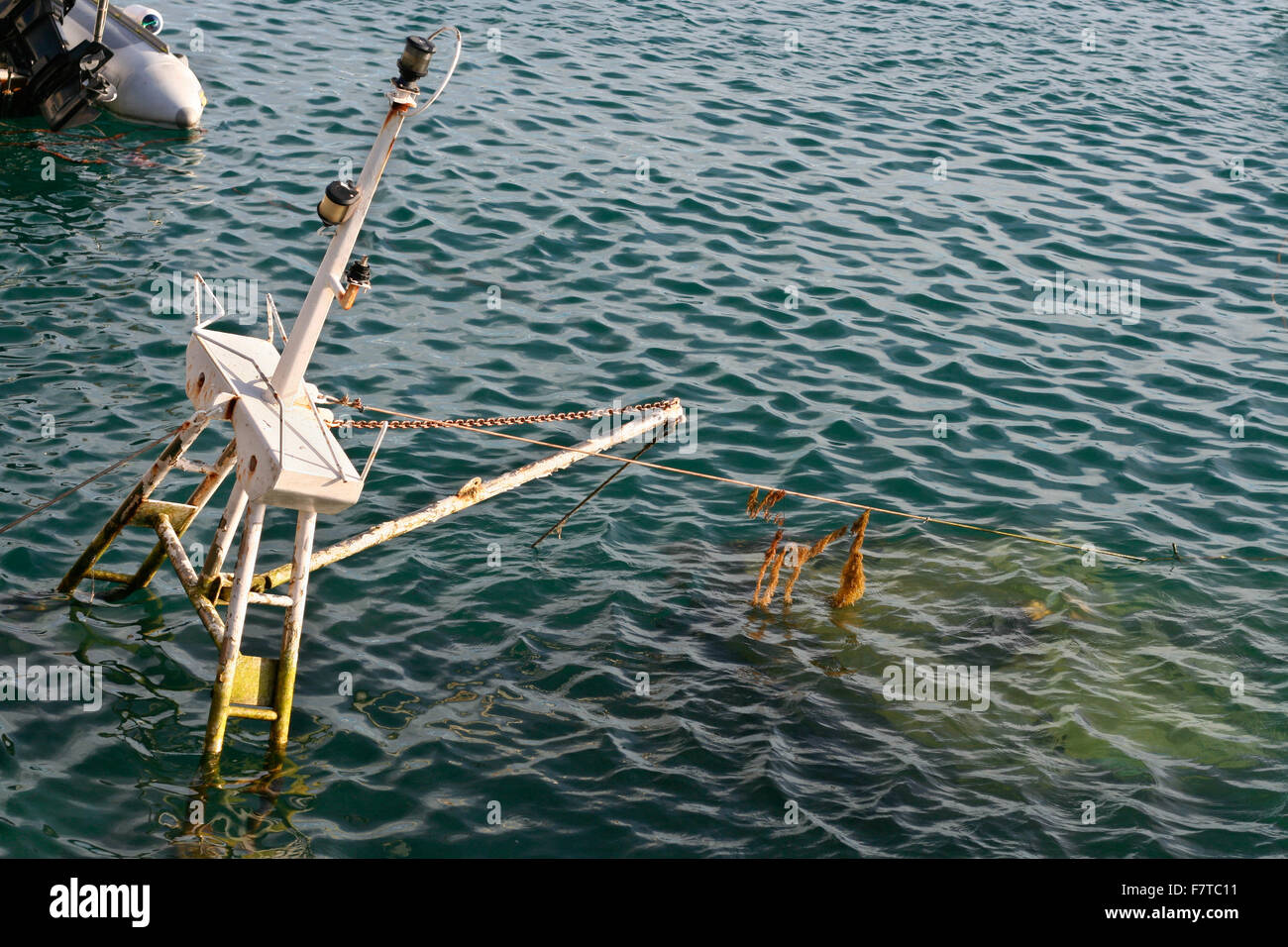 Arrastrero peces hundidos en el puerto de Tarifa, España Foto de stock