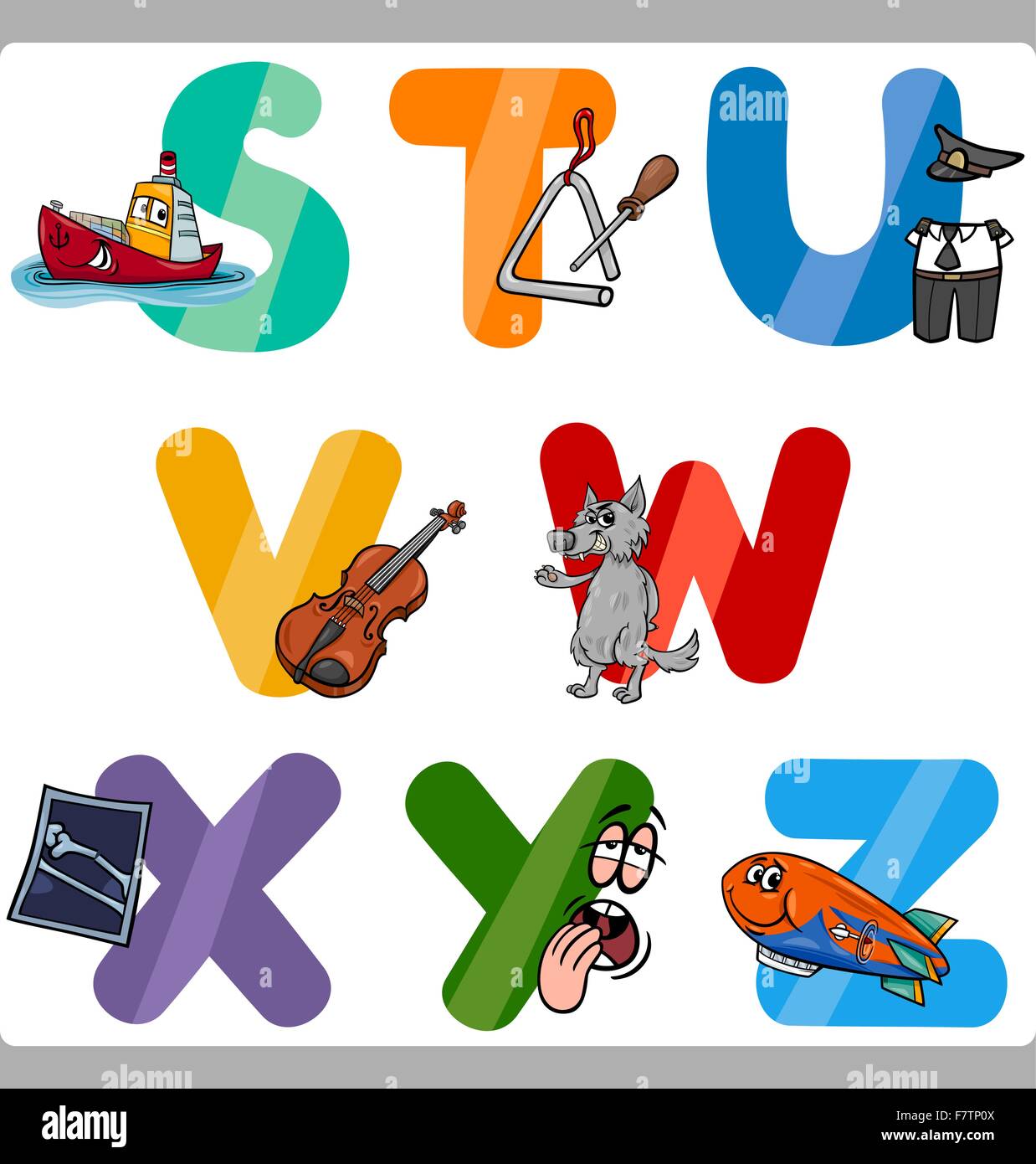 Alfabeto con objetos para niños Imagen Vector de stock - Alamy