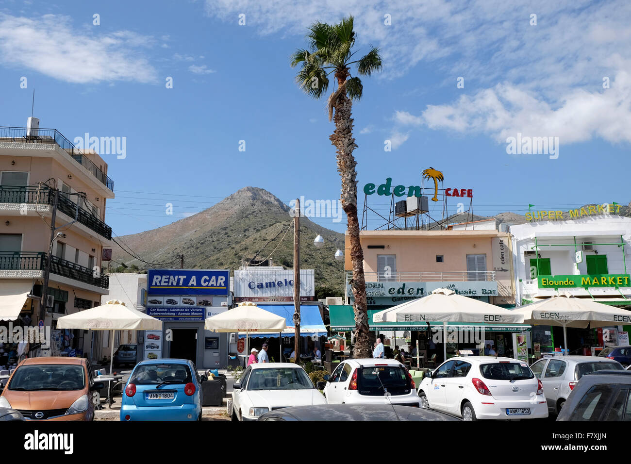 Elounda, centro turístico de Lasithi, Creta oriental. Foto de stock