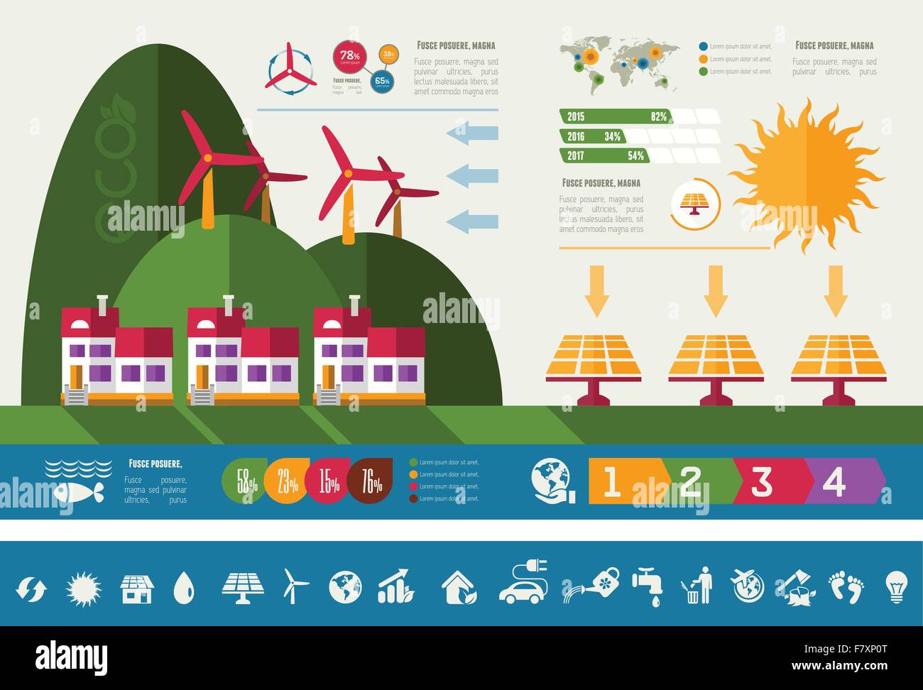 Ecología infográfico Plantilla. Ilustración del Vector