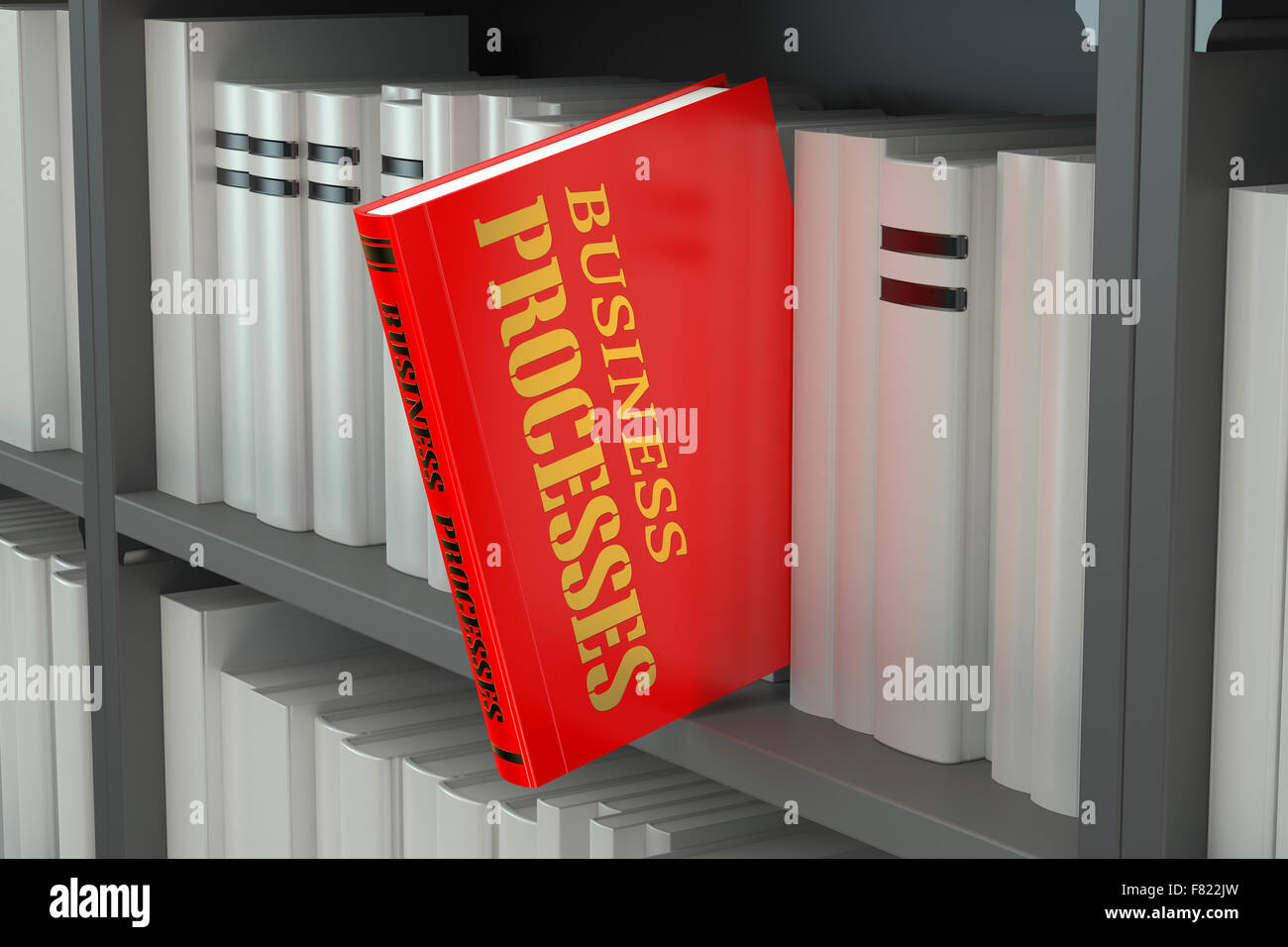 Concepto de procesos de negocio en la estantería de libros Foto de stock