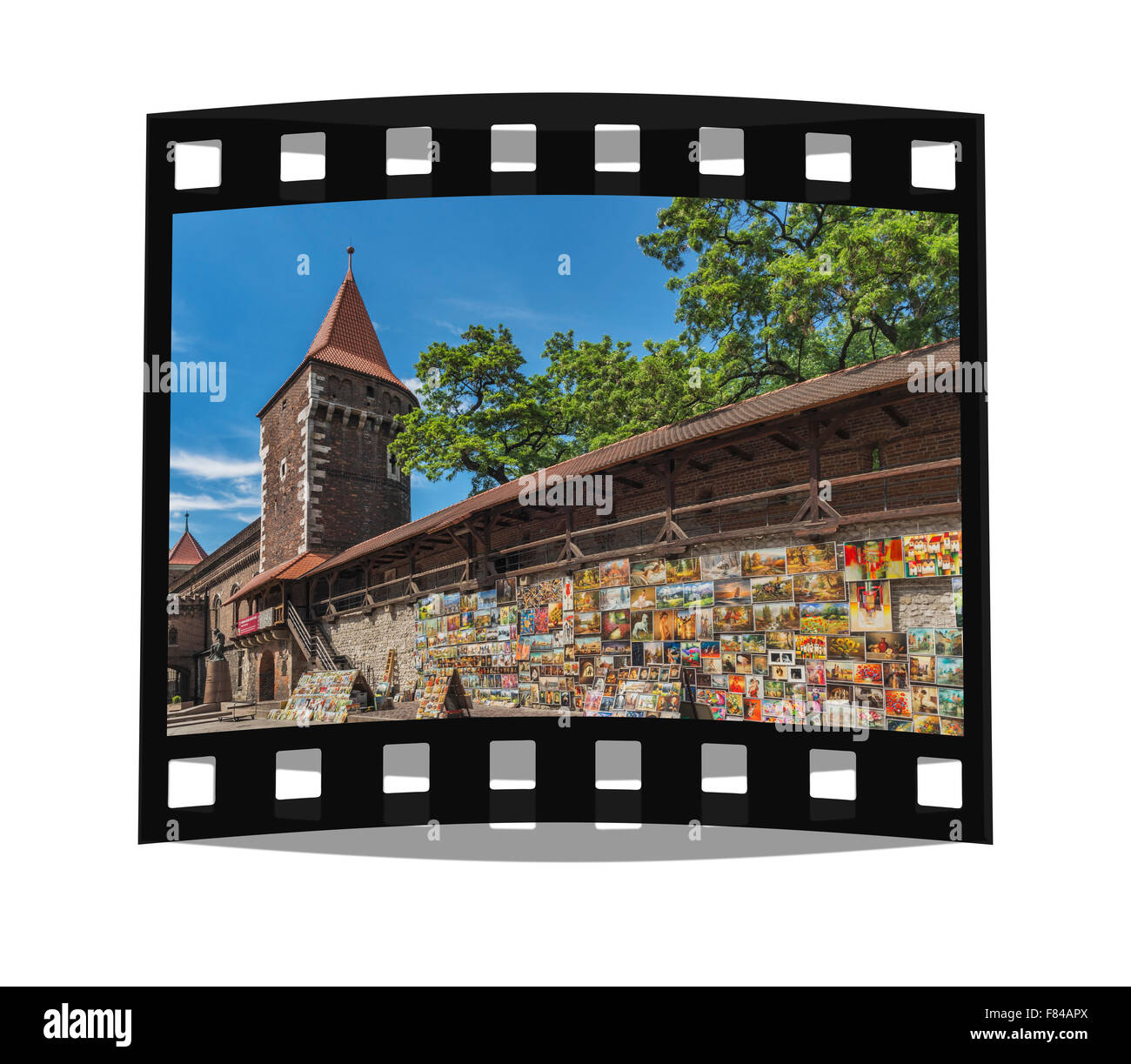 La muralla de la ciudad, en la Puerta de Florián es la única puerta de las murallas de la ciudad de Cracovia, Cracovia, Polonia Menor, de Polonia, de Europa Foto de stock