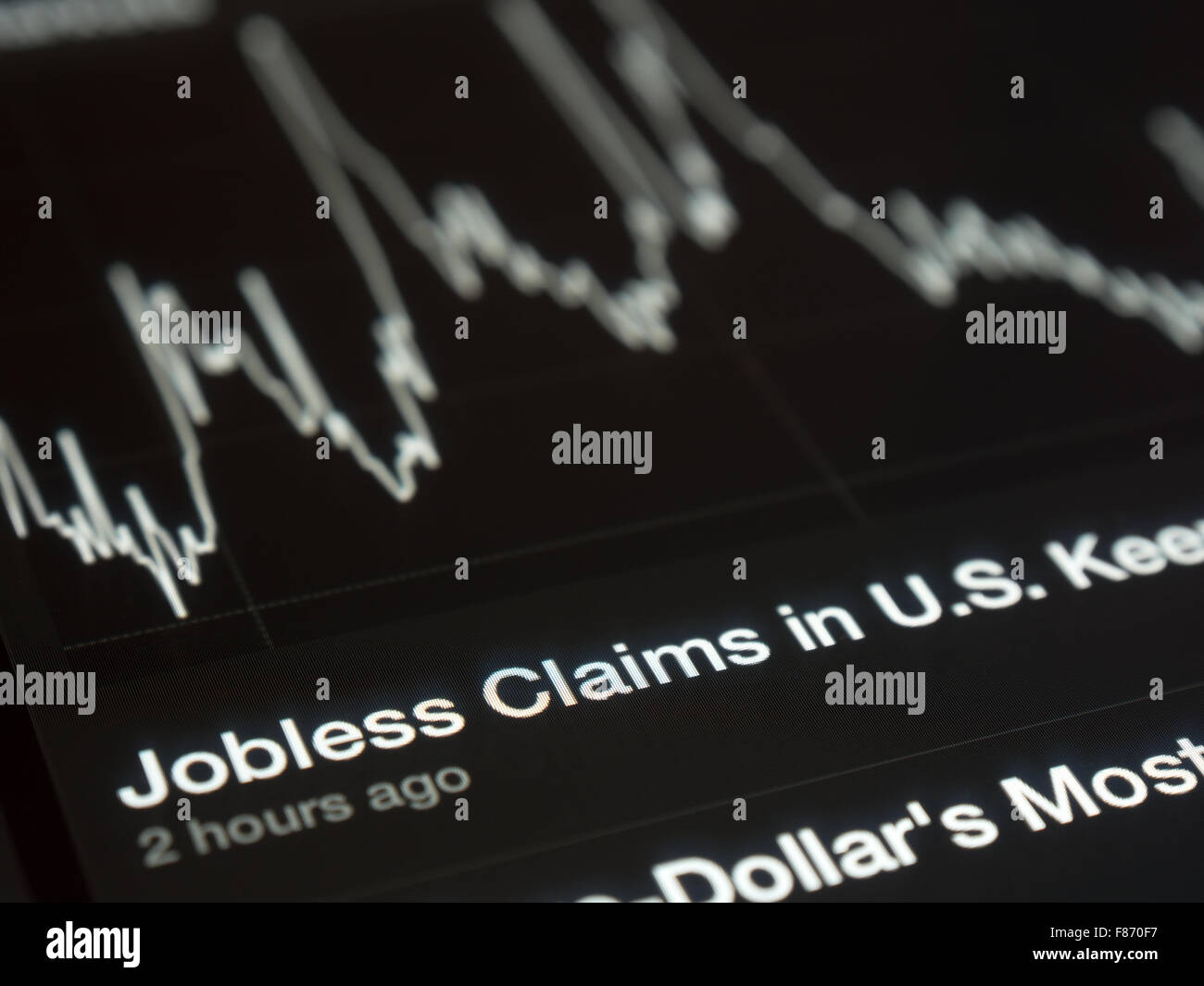 USA desempleados gráfico en una pantalla de Tablet PC Foto de stock
