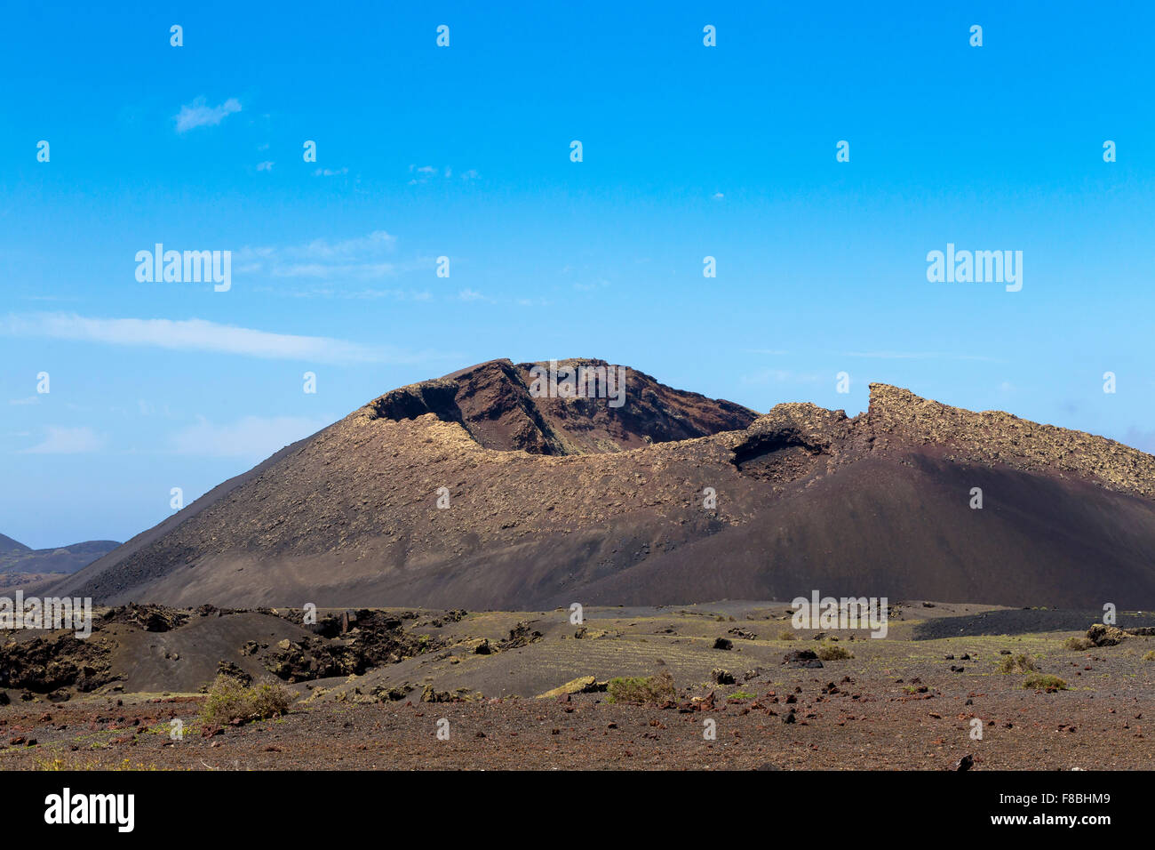 Paisaje volcánico, cráteres, Montana del Cuervo, Lanzarote, Islas Canarias, España Foto de stock