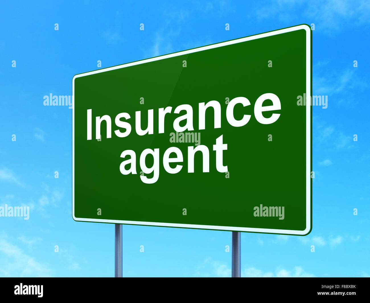 Concepto de seguros: Agente de Seguros en cartel antecedentes Foto de stock